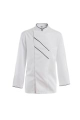 White Chef Jacket Judge Collar Intermediate Piping