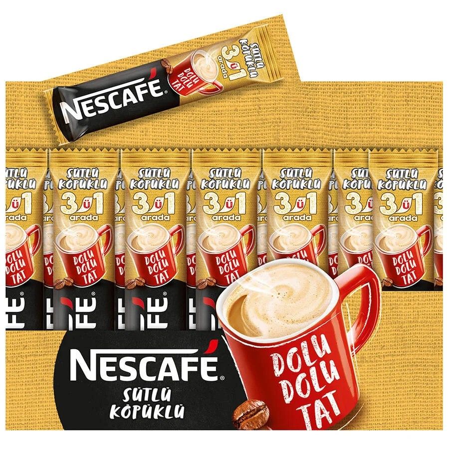 Nescafe 3'ü 1 Arada Sütlü Köpüklü 17,5 gr 72'li Paket