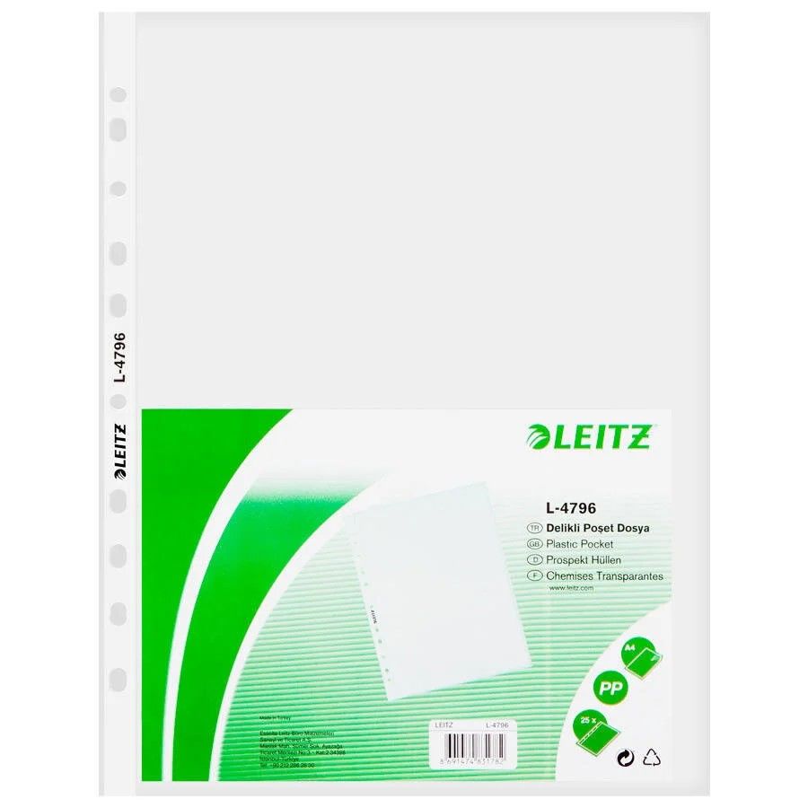 Leitz 4796 A4 Perforated Transparent Bag File 100 Piece Pack